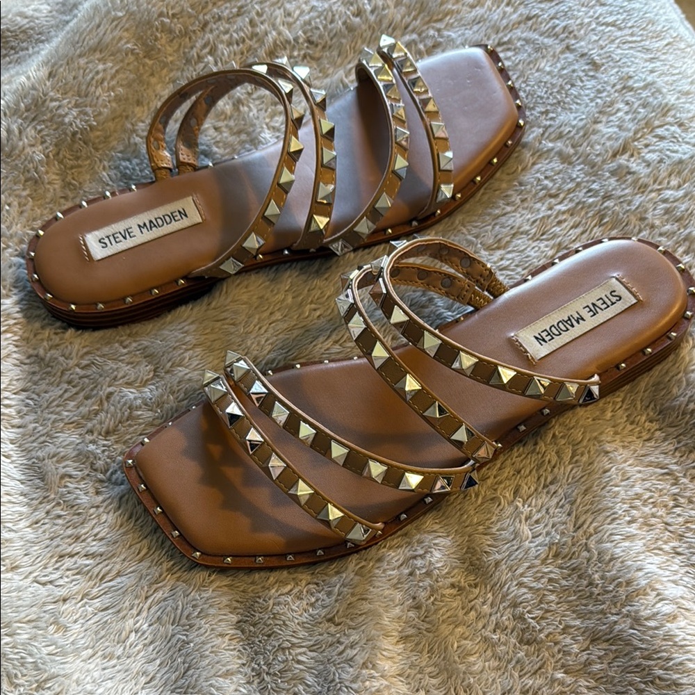 Steve Madden Tan Studded Sandals